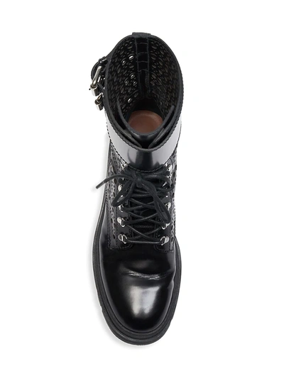 Shop Alaïa Women's Lasercut Leather Combat Boots In Noir