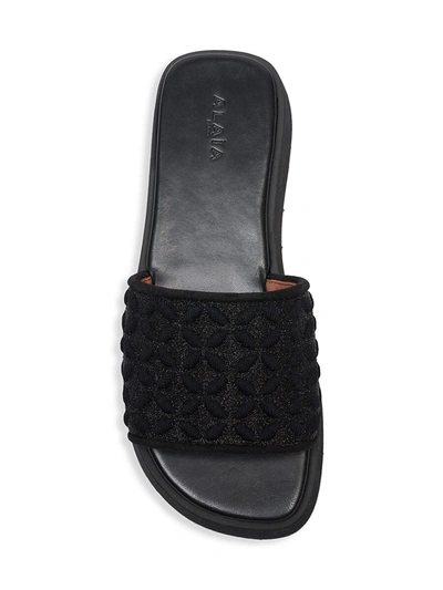 Shop Alaïa Textural Mule Sandals In Noir Blanc