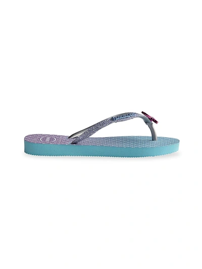 Shop Havaianas Little Girl's & Girl's Mermaid Glitter Flip Flops In Glitter Blue