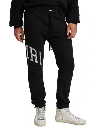 Shop Amiri Varsity Logo Sweatpants In Black