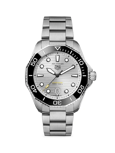 Shop Tag Heuer Men's Aquaracer Professional 300 Stainless Steel Bracelet Watch In Silver