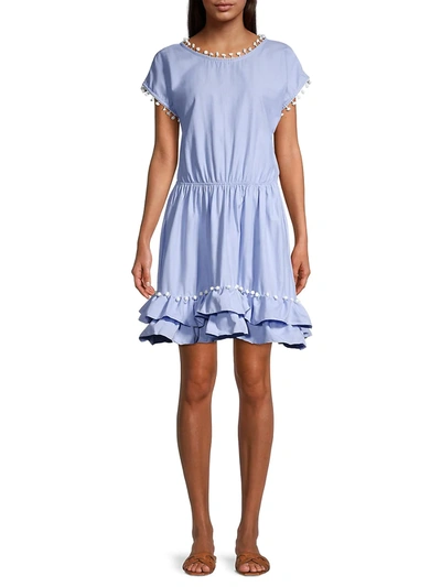 Shop Peixoto Women's Nissi Pom-pom Dress In Sky Blue