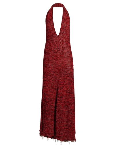 Shop Proenza Schouler Crochet Halter Maxi Dress In Red Multi