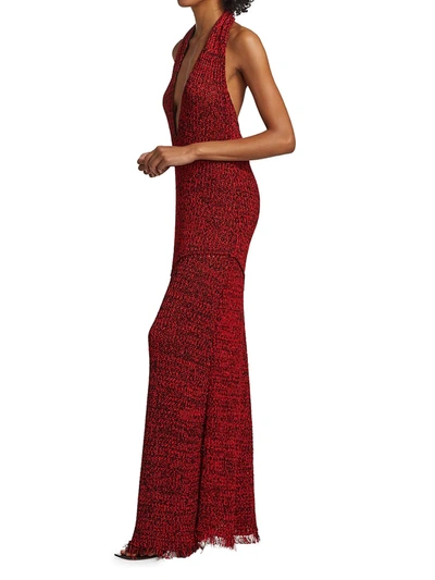 Shop Proenza Schouler Crochet Halter Maxi Dress In Red Multi