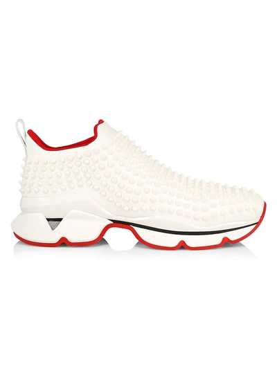 Shop Christian Louboutin Spike Sock Flat 30 Chunky Sneakers In White Snow