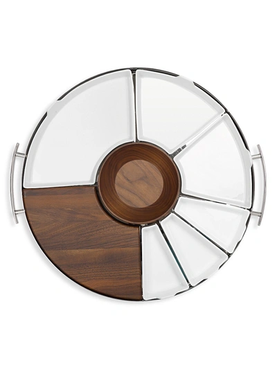 Christofle Mood Stainless Steel, Walnut & Porcelain 10-piece Party Tray In Multi