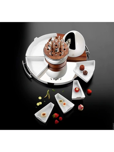 Christofle Mood Stainless Steel, Walnut & Porcelain 10-piece Party Tray In Multi