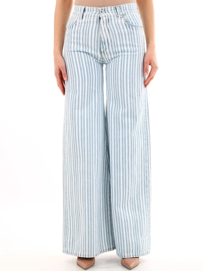 Off-white Off White Striped Palazzo Pants In Light Blue