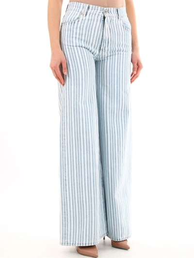 Off-white Off White Striped Palazzo Pants In Light Blue