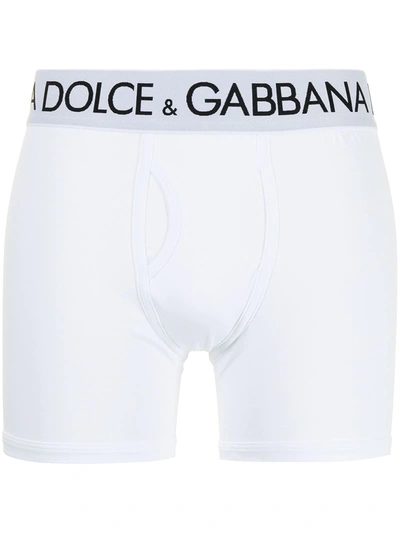 Shop Dolce & Gabbana Logo-waistband Boxer Shorts In White