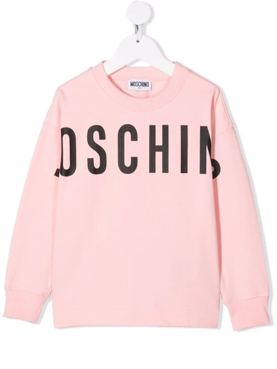 Shop Moschino Logo-print Stretch-cotton Sweatshirt In Pink