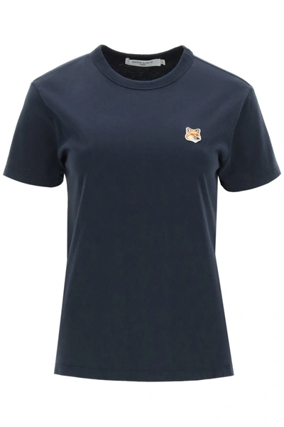 Shop Maison Kitsuné Tricolor Fox Patch T-shirt In Blue