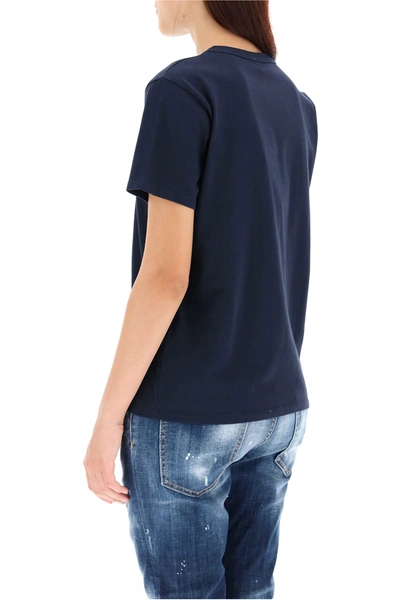 Shop Maison Kitsuné Tricolor Fox Patch T-shirt In Blue