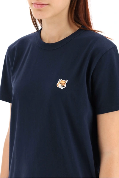 Shop Maison Kitsuné Tricolor Fox Patch T-shirt In Blue