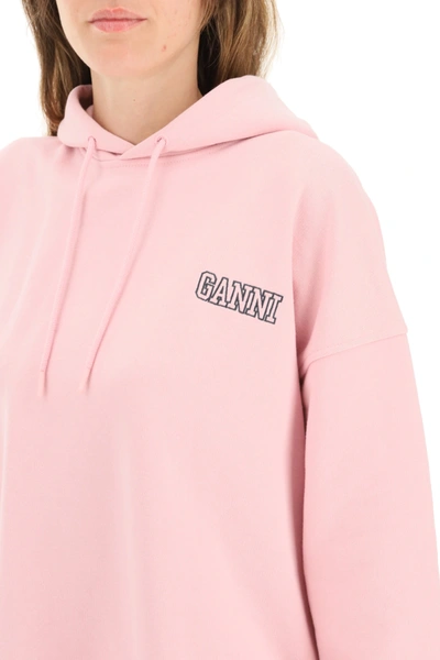 Shop Ganni Isoli Software Oversized Hoodie In Pink