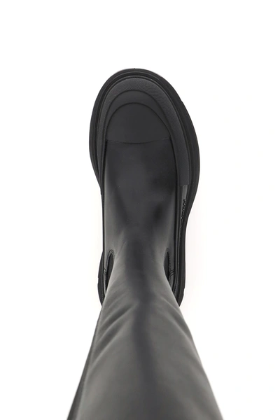 Shop Alexander Mcqueen Tread Slick Knee High Boots In Black