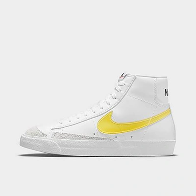 Shop Nike Women's Blazer Mid '77 Essential Casual Shoes In White/opti Yellow/orange/black