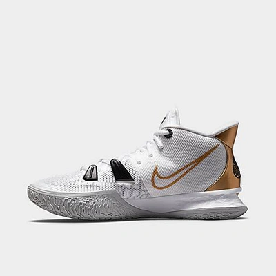 Shop Nike Kyrie 7 Basketball Shoes In White/metallic Gold/black/grey Fog