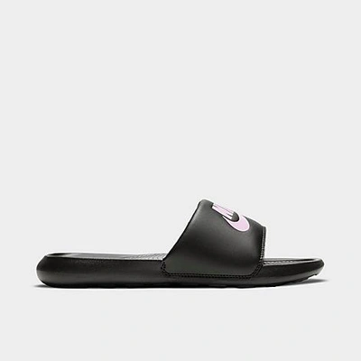 Shop Nike Women's Victori One Slide Sandals In Black/light Arctic Pink/black