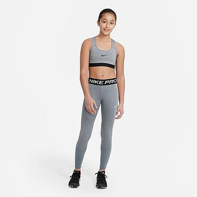 Shop Nike Girls' Pro Leggings In Carbon Heather/white