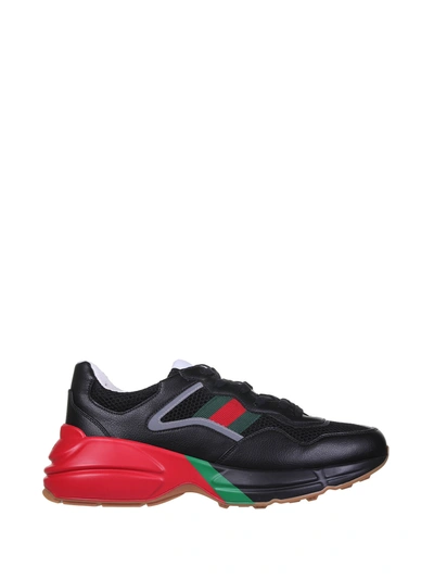 Shop Gucci Rhyton Black Sneakers In Nero