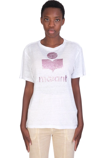 Shop Isabel Marant Étoile Zewel T-shirt In White Linen