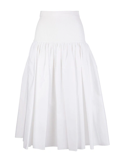 Shop Alexander Mcqueen White Hybrid Gathered Skirt In Optical White