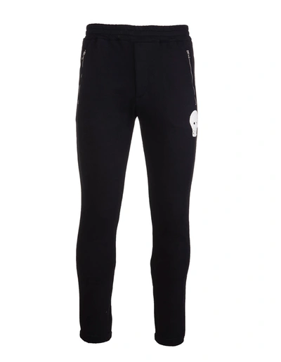 Shop Alexander Mcqueen Man Black Slim Fit Skull Joggers In Deep Black