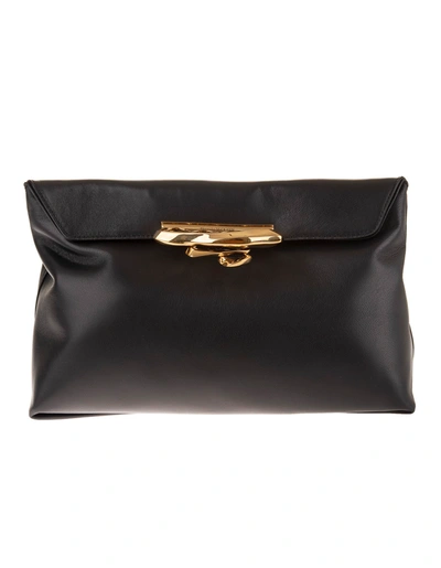 Shop Alexander Mcqueen Black Sculptural Clutch