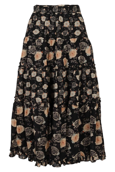Shop Ulla Johnson Skirt In Noir Floral