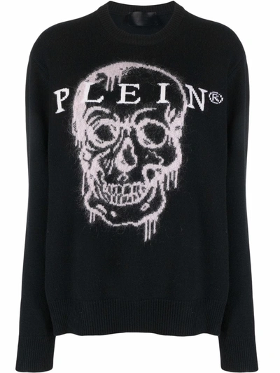 Shop Philipp Plein Intarsia-knit Skull Jumper In Schwarz