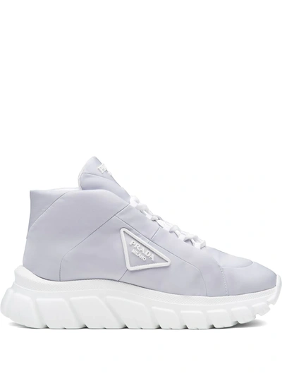 Shop Prada Lace-up Platform Sneakers In Blau