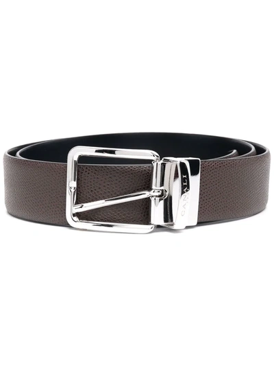 Shop Canali Grained Texture Belt In Braun