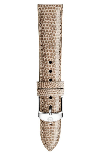 Shop Michele 16mm Lizardskin Watch Strap In Cashmere