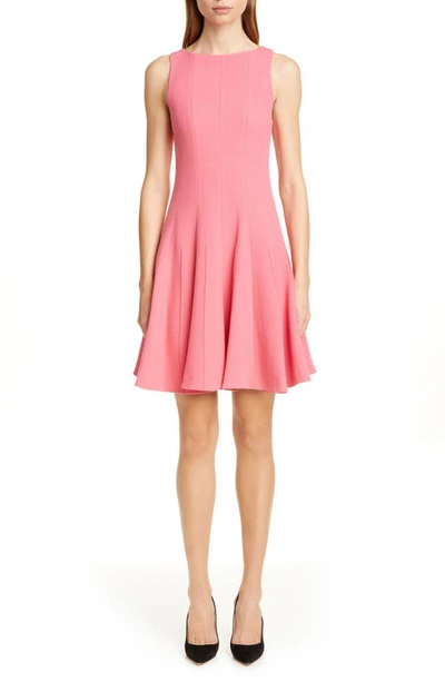 Shop Emporio Armani Wool Crepe Fit & Flare Dress In Strawberry