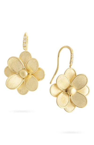 Shop Marco Bicego Pateli Diamond Flower Drop Earrings In Yellow Gold