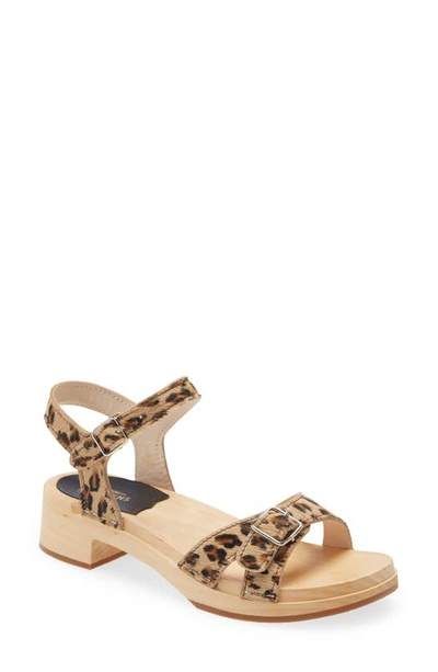 Swedish Hasbeens Low Sandal In Leopard Print Leather | ModeSens