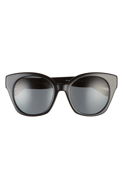 Shop Tory Burch 52mm Cat Eye Sunglasses In Black/ Grey Solid