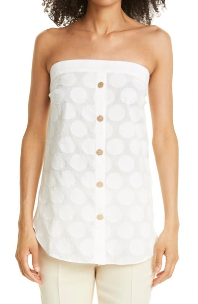 Shop Milly Penn Clip Dot Strapless Top In White