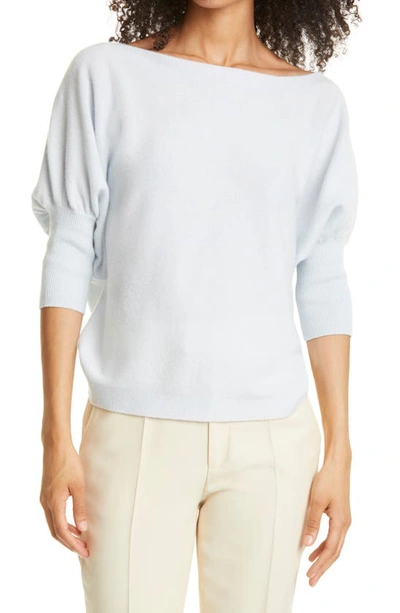 Shop Milly Bateau Neck Wool & Cashmere Sweater In Ice Blue