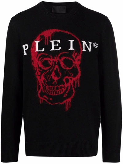Shop Philipp Plein Skull Intarsia-knit Jumper In 黑色