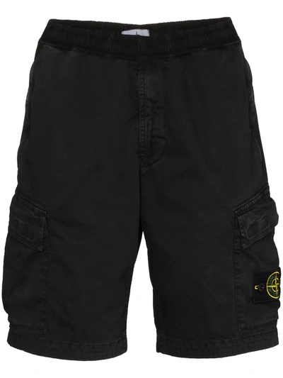 Shop Stone Island Logo-patch Cargo Shorts In 黑色