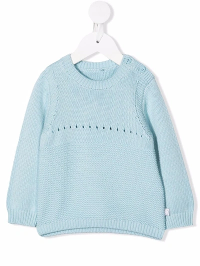 Shop Stella Mccartney Dog-knit Cotton Jumper In 蓝色
