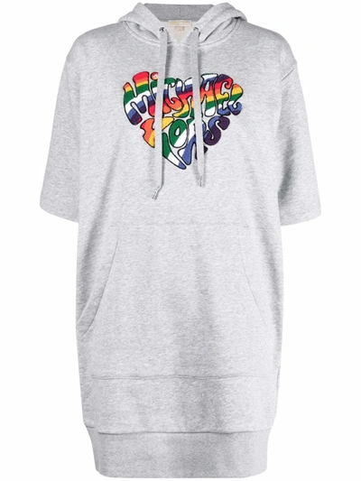 Shop Michael Michael Kors Heart-print Sweatshirt Dress In 灰色