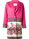 ETRO ETRO FLORAL AND STRIPE PRINT COAT - PINK,干洗