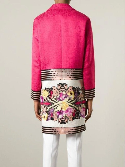 Shop Etro Floral And Stripe Print Coat - Pink