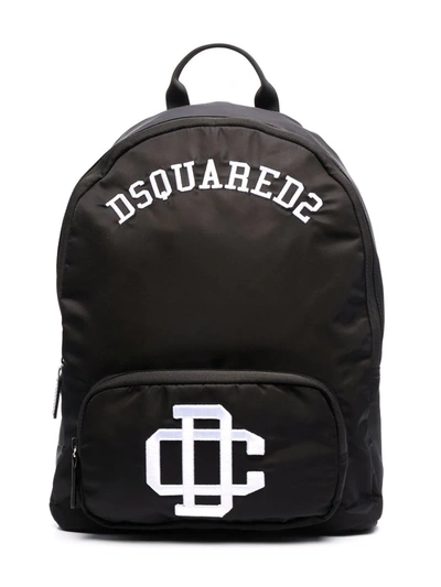 Shop Dsquared2 Logo-print Cotton Backpack In 黑色