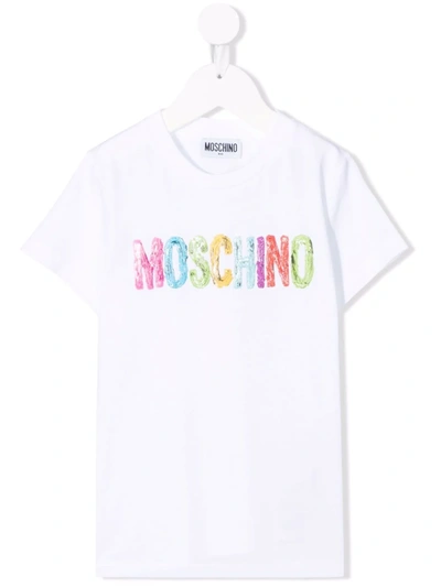 Shop Moschino Logo-print Short-sleeved T-shirt In 白色