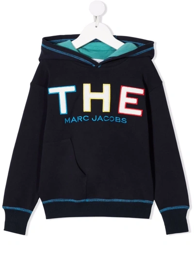 Shop The Marc Jacobs Logo Embroidered Hoodie In 蓝色