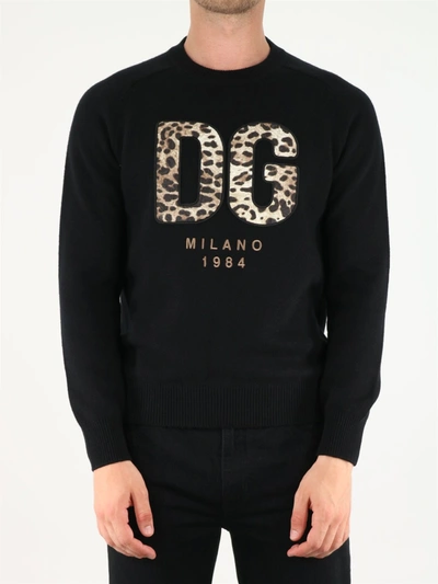 Shop Dolce & Gabbana Black Sweater With Dg Patch